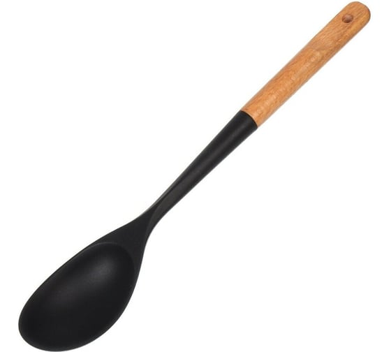 Ложка поварская Daniks бамбук, силикон, навеска, Black, WFCFA-0038-1 481065 1