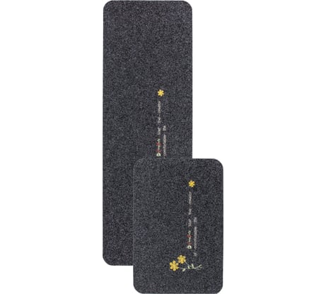 Коврик ComeForte на кухню набор ВЕЛЮР Flower 40х60, 40х120 см Серый KM-005 KM-005M