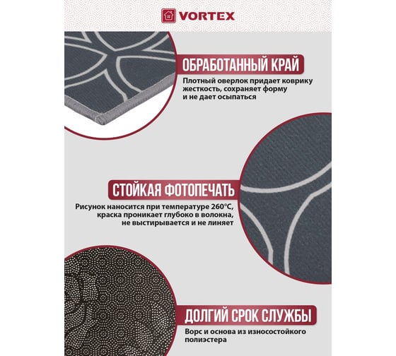 Влаговпитывающий коврик VORTEX Velur Лепестки 90x90 см 24338