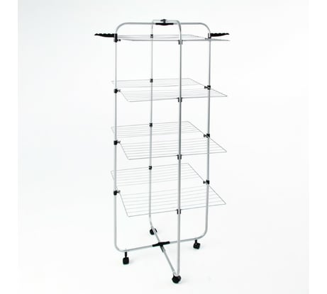 Напольная сушилка для белья VETTA вертикальная, 4 полки, на колесиках, окрашенная сталь, 70x61x175 см 452-080