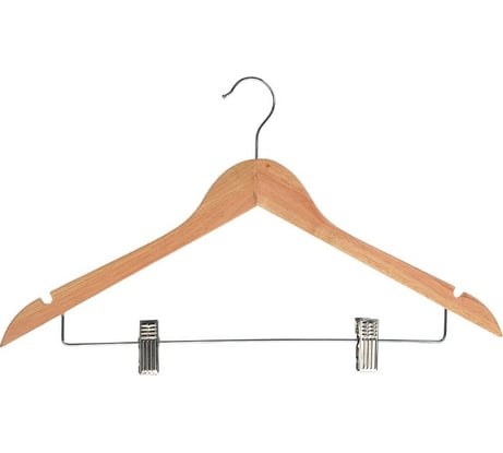 Деревянная вешалка VETTA 45 см с клипсами светлое дерево 455-040