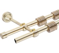 Двойной карниз Peora в коробе, 16 мм, открытый кронштейн, золотой глянец, 3.2 м, составной 53897