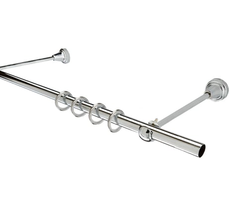 Одинарный карниз Peora 16 мм, открытый кронштейн, хром глянец, 3.0 м, составной 55801