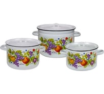 Эмалированный набор посуды СТАЛЬЭМАЛЬ 112 Конфитюр 2 3 предмета, белоснежный, цилиндр, 3.0 л, 4.5 л, 7.0 л ТП16633