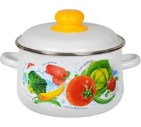 Эмалированная кастрюля СТАЛЬЭМАЛЬ коническая, 2.0 л, белоснежная, овощной фреш ТП5159