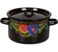 Эмалированная кастрюля СТАЛЬЭМАЛЬ цилиндр, 4.5 л, черный, вологда ХП5934