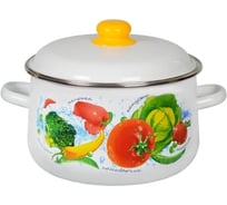 Эмалированная кастрюля СТАЛЬЭМАЛЬ коническая, 4.0 л, белоснежная, овощной фреш ТП5160