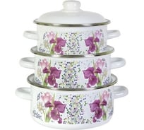 Эмалированный набор СТАЛЬЭМАЛЬ Мозаика 05 3 предмета, белоснежная ПД8223