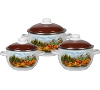 Эмалированный набор посуды СТАЛЬЭМАЛЬ 02 Альпы 3 предмета, белоснежный ПС3044