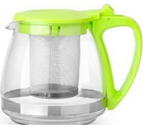 Заварочный чайник BONJART 750 мл, зеленый пластиковый корпус, стекло, металлический фильтр ТП1948