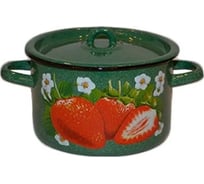 Кастрюля СТАЛЬЭМАЛЬ 1.5 л, белоснежная, клубника садовая ДП080