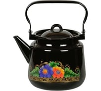 Эмалированный чайник СТАЛЬЭМАЛЬ 3.5 л, черный, вологда ХП1153