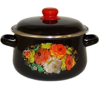 Эмалированная кастрюля СТАЛЬЭМАЛЬ коническая, 4.0 л, черный, жостово ПС1194