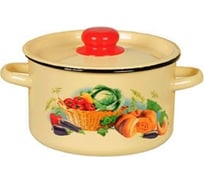 Эмалированная кастрюля СТАЛЬЭМАЛЬ цилиндрическая, 1.5 л, урожай, крем ТБ12057