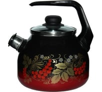 Чайник Сибирские товары 3 л, со свистком, декор красно-чёрный СП1169
