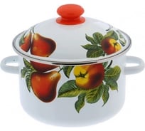 Эмалированная кастрюля Сибирские товары цилиндр, 4.0 л, с ободком, белая, дары лета ПД2073