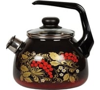 Эмалированный чайник СТАЛЬЭМАЛЬ сферический, рябина ХП5012
