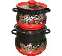 Эмалированный набор Сибирские товары 2 предмета, рябинка, красный с черным ТБ3049