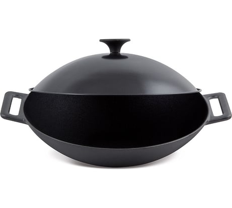 Чугунная сковорода Mallony ВОК объем 3,3 л W-31L диаметр - 31 см с металлической крышкой 985042