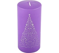 Свеча Волшебная страна Deco Christmas Ель 56x120 серебро на сиреневом 103399