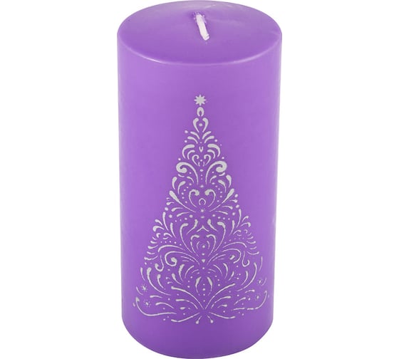 Свеча Волшебная страна Deco Christmas Ель 56x120 серебро на сиреневом 103399