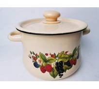 Эмалированная кастрюля Сибирские товары груша, 4.0 л, декор палевая, с пластиковой кнопкой ПС3531