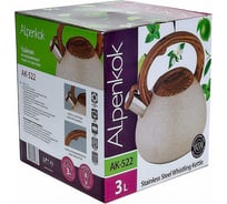 Чайник Alpenkok AK-522 нержавеющая сталь со свистком 3,0 л индукционное дно 12 0R-00006376