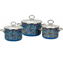 Набор эмалированной посуды Vitrosse Rebeca 02, 3 предмета ярко-синий ТП1088