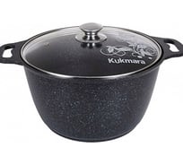 Кастрюля Kukmara линия Marble Induction 3 л со стеклянной крышкой антипригарное покрытие темный мрамор ПС2307