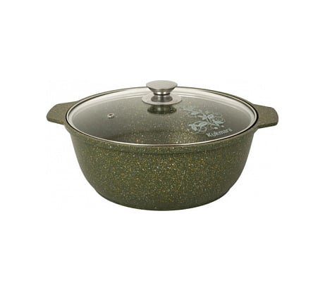 Кастрюля-жаровня Kukmara линия Trendy style malachite 4 л со стеклянной крышкой антипригарное покрытие ТП9332