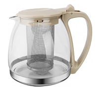 Заварочный чайник BONJART 1000 мл, бежевый жаропрочное стекло, металлический фильтр ТП15469