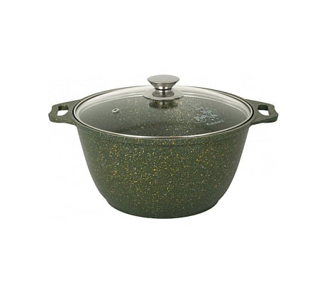 Кастрюля Kukmara линия Trendy style malachite 3 л со стеклянной крышкой антипригарное покрытие ТП9328