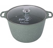 Кастрюля Kukmara 6 л со стеклянной крышкой антипригарное покрытие фисташковый мрамор ТП9294