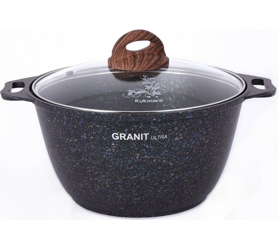 Кастрюля Kukmara линия Granit ultra blue 3 л со стеклянной крышкой антипригарное покрытие ПД9559