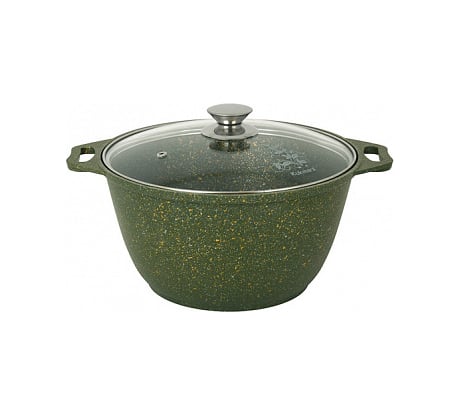 Кастрюля Kukmara линия Trendy stryle malachite 4 л со стеклянной крышкой антипригарное покрытие ТП9329
