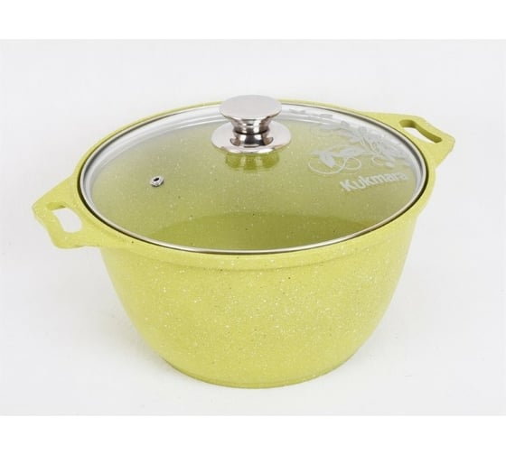 Кастрюля Kukmara линия Trendy style lime 4 л со стеклянной крышкой антипригарное покрытие ТП196