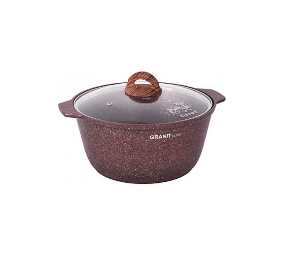 Кастрюля-жаровня Kukmara линия Granit ultra red 5 л со стеклянной крышкой антипригарное покрытие ТП9317
