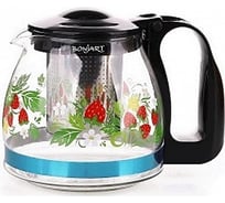 Заварочный чайник BONJART 700 мл, жаропрочное стекло, деколь, металлический фильтр ПС6527