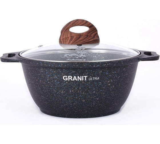 Кастрюля Kukmara линия Granit ultra blue 2 л со стеклянной крышкой антипригарное покрытие ПД9558
