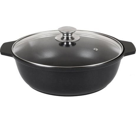 Кастрюля-жаровня Kukmara 3 л со стеклянной крышкой антипригарное покрытие литой алюминий ПС2844