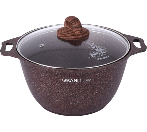 Кастрюля Kukmara линия Granit ultra red 3 л со стеклянной крышкой антипригарное покрытие ПД8031 1