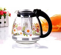 Заварочный чайник BONJART 1500 мл, жаропрочное стекло, деколь, металлический фильтр ХП9452