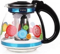 Заварочный чайник BONJART 1500 мл, жаропрочное стекло, деколь, металлический фильтр ПС6819