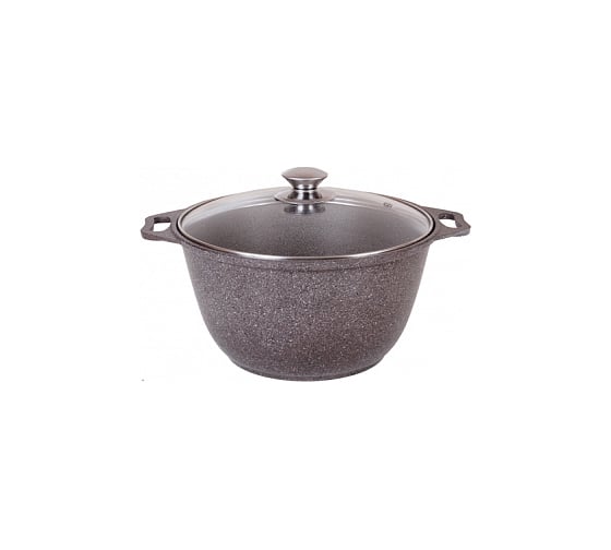 Кастрюля Kukmara линия Marble Induction 2 л со стеклянной крышкой антипригарное покрытие кофейный мрамор ПС5500