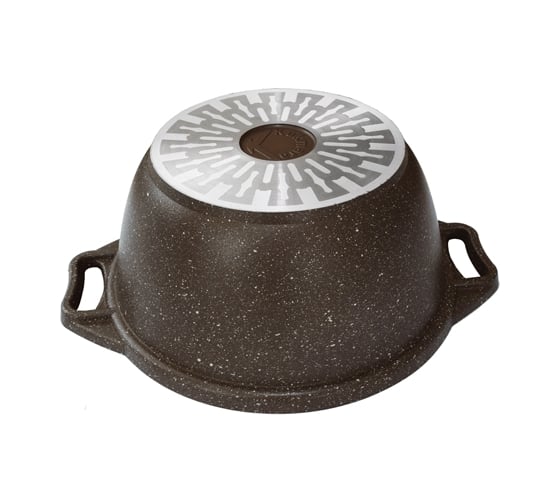 Кастрюля Kukmara линия Marble Induction 2 л со стеклянной крышкой антипригарное покрытие кофейный мрамор ПС5500