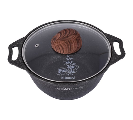 Кастрюля Kukmara линия Granit ultra original 2 л со стеклянной крышкой антипригарное покрытие ТП9310