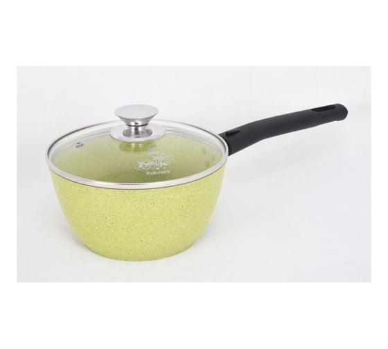 Кастрюля Kukmara линия Trendy style lime 1.5 л со съемной ручкой со стеклянной крышкой антипригарное покрытие ТП996
