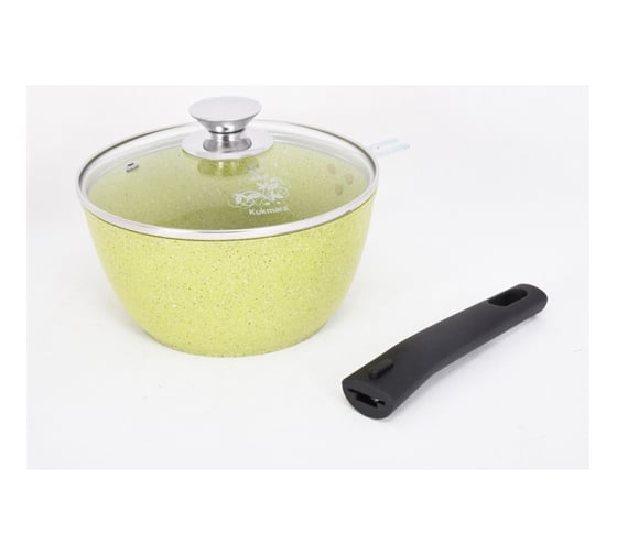Кастрюля Kukmara линия Trendy style lime 1.5 л со съемной ручкой со стеклянной крышкой антипригарное покрытие ТП996