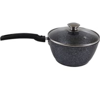Кастрюля Kukmara 1.5 л со съемной ручкой со стеклянной крышкой антипригарное покрытие темный мрамор ТБ13226