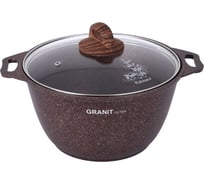 Кастрюля Kukmara линия Granit ultra red 4 л со стеклянной крышкой антипригарное покрытие ПД8032